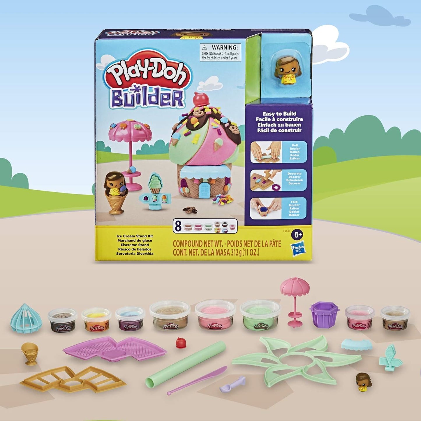 Play-Doh Builder Ice Cream Stand Toy Building Kit Age 5+ Non-Toxic (E9040)