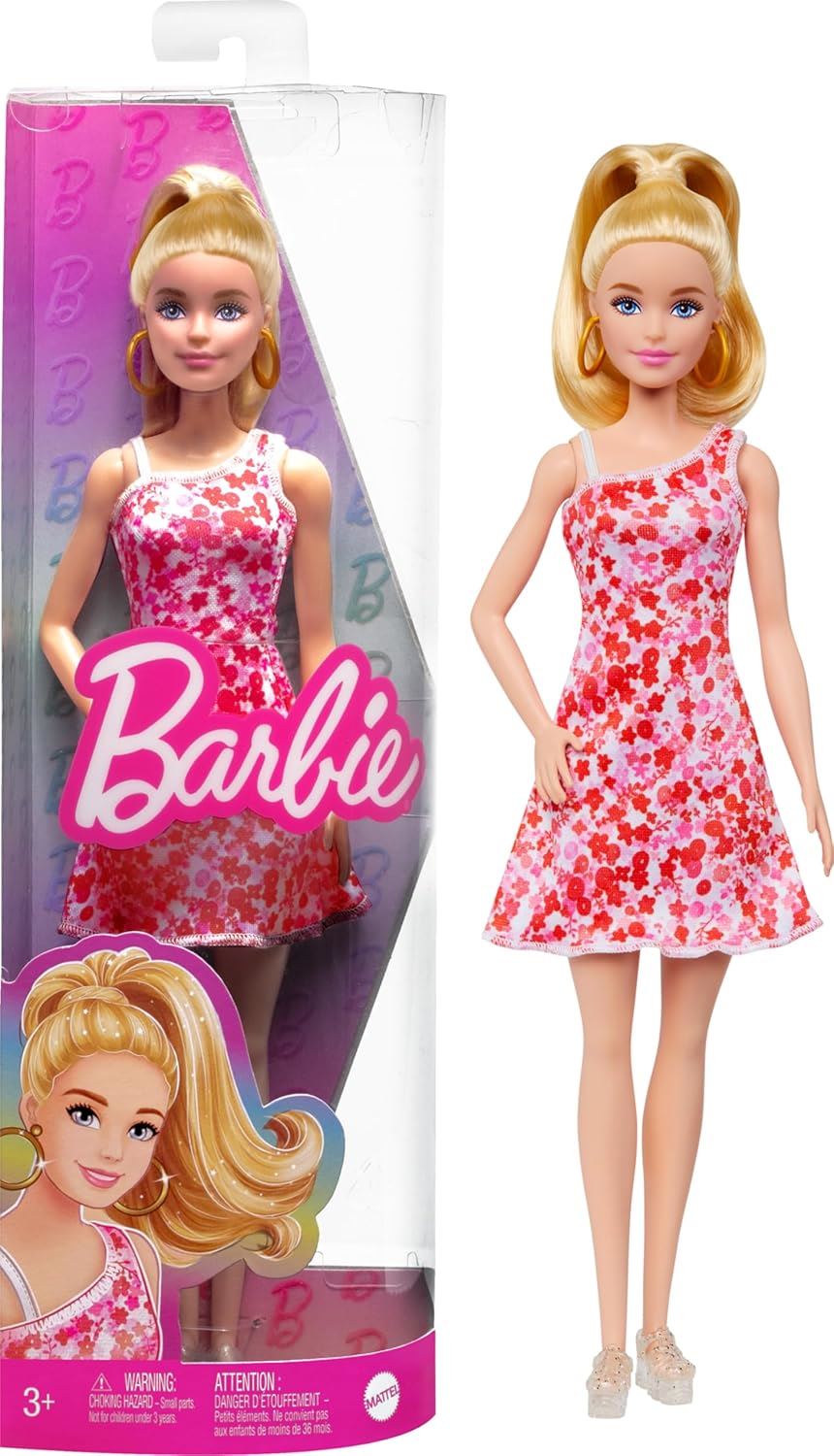 Barbie Fashionistas Doll #205 With Blond Ponytail And Floral Dress HJT