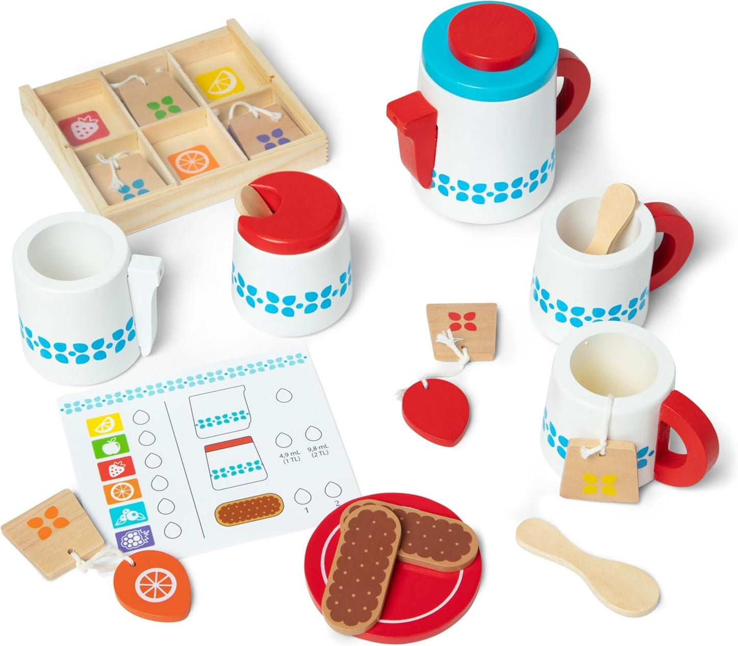 Wooden Steep & Serve Tea Set 9843 – Melissa & Doug Pretend Play Tea Party Set for Kids Age 3+ with Teapot, Cups & Accessories