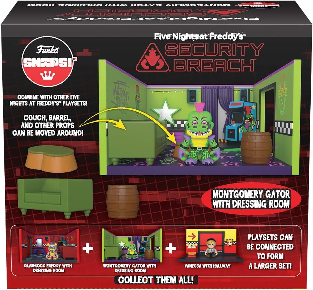 Montgomery Gator With Dressing Room Security Breach: Snaps! Vinyl Figure Playset FK70822 (FNAF / Five Nights At Freddy's)