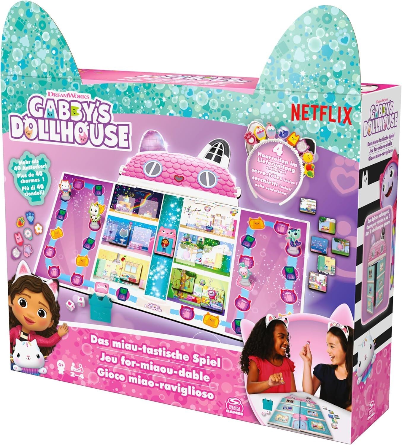 The Meow Tastic Game 6068673 Gabby’s Dollhouse Board Game by Spin Master | Family Game Based on the Netflix Series
