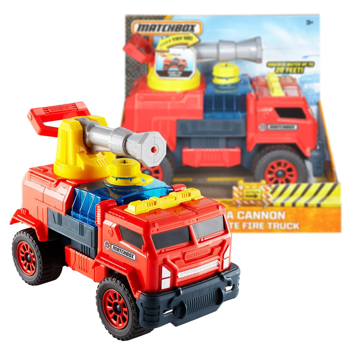 Matchbox AQUA CANNON ULTIMATE FIRE TRUCK Red Engine Squirts Water Toy