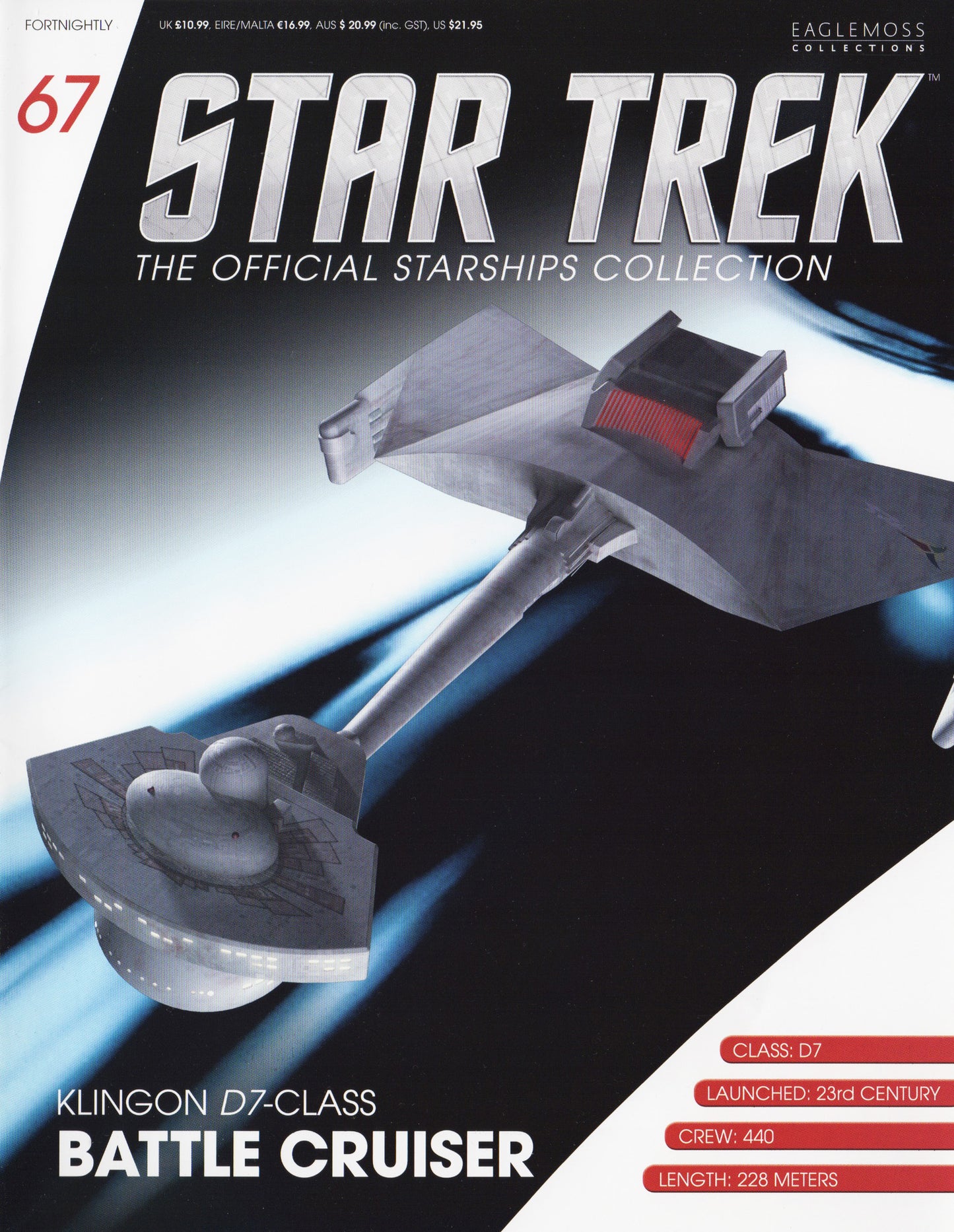 #67 Klingon D7 Battle Cruiser Starship Die-Cast Model (Eaglemoss / Star Trek)