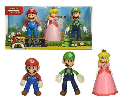 World of Nintendo Mushroom Kingdom Pack – 4″ Action Figure 3-Pack from Super Mario Series (Jakks Pacific)