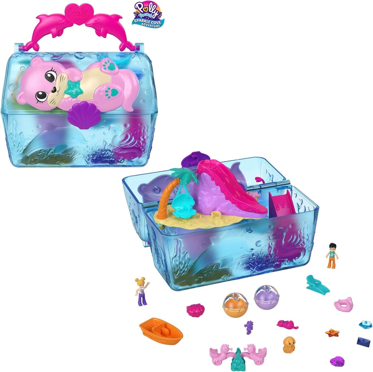 Sparkle Cove Adventure Island Treasure Chest HPV40 – Polly Pocket Playset with Micro Dolls, Hidden Surprises & Accessories