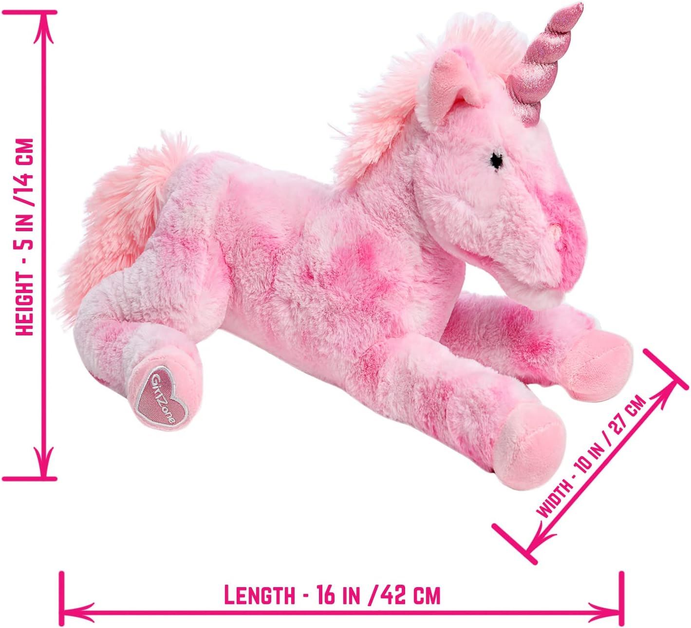 Unicorn Plush 18" Pink Glitter Horn Cuddly Stuffed Soft Toy Large (GirlZone)