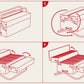 BBQ Toolbox Portable Charcoal Grill SK BBQTOOL1 - Suck UK Red Stainless Steel Toolbox-Style BBQ with Folding Grill & Warming Rack