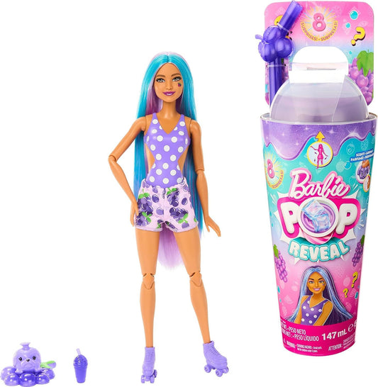 Barbie Pop Reveal Fruit Series Grape Fizz Doll 8 Surprises HRW44