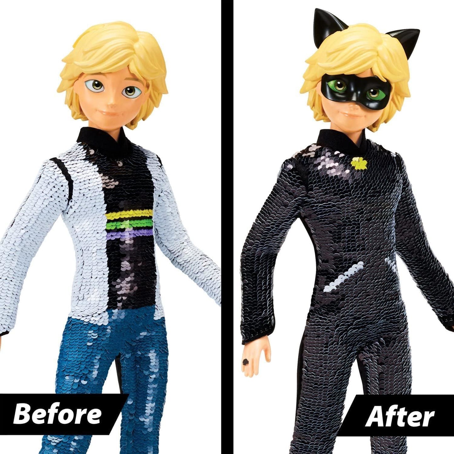Adrien & Cat Noir P50195 Fashion Flip 26cm 10" Doll (ZAG Heroez: Miraculous)