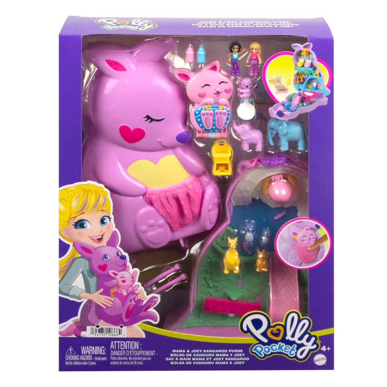 Polly Pocket Teddy Bear Purse Playset HGC39 – Mattel Compact with 2 Micro Dolls & 16 Accessories Ideal Sleep-Over Gift