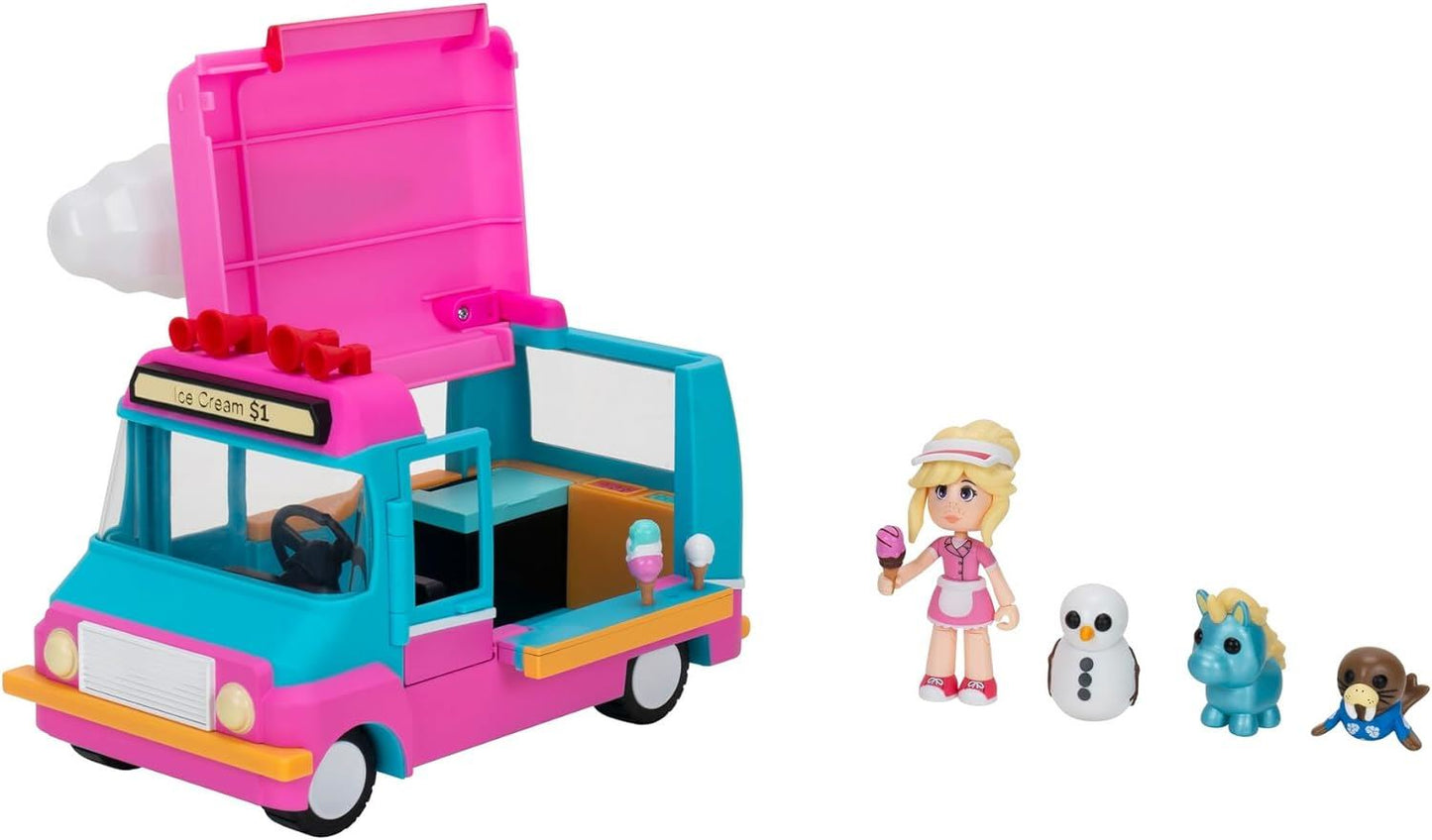 Ice Cream Truck AME0147 – Adopt Me! Lights & Sounds Vehicle Playset with Figures | Roblox-Inspired Role-Play Toy