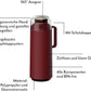Tramontina Exata 1L Thermal Flask 61637/106 – Rich Red Glass-Lined Vacuum Insulated Bottle Carafe with Cup Lid for Hot & Cold Drinks