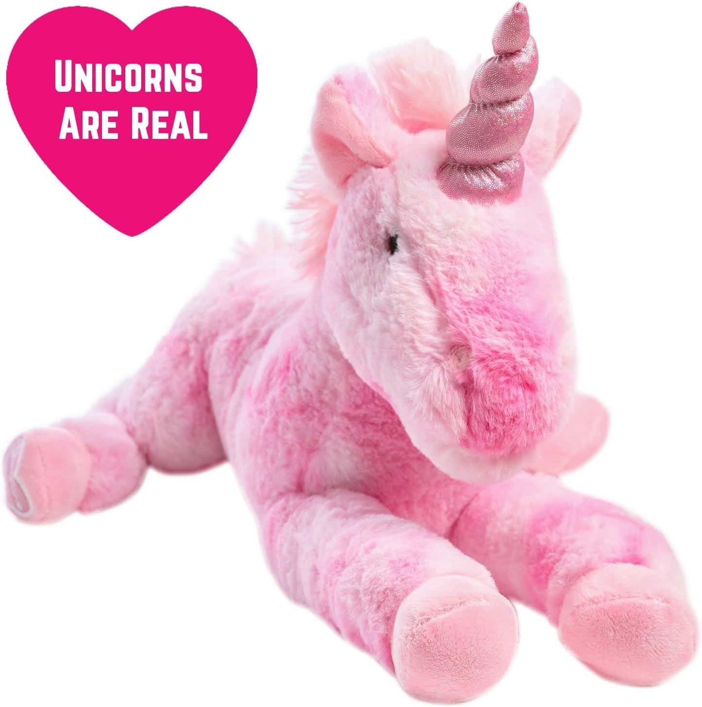 Unicorn Plush 18" Pink Glitter Horn Cuddly Stuffed Soft Toy Large (GirlZone)