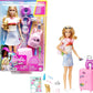Barbie Malibu Doll and Puppy Travel Set 10+ Pieces Mattel HJY18