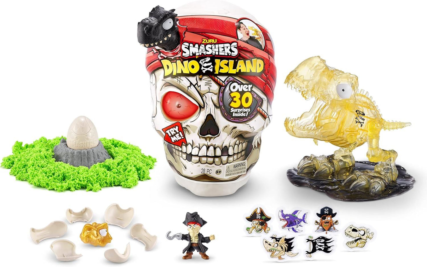Smashers Dino Island Giant Skull 7488 – BLACK T-Rex Edition Smash Playset (ZURU Smashers) – 30 Surprise Mini Dinos & Interactive Skull Adventure