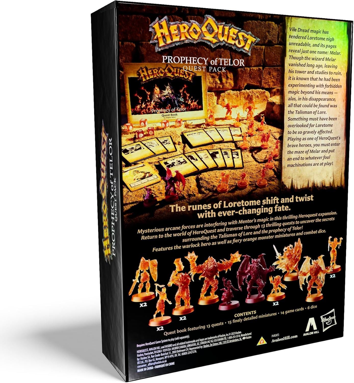 HeroQuest Prophecy of Telor Quest Pack G0052 – Avalon Hill Expansion Set with New Quests, Miniatures & Game Content