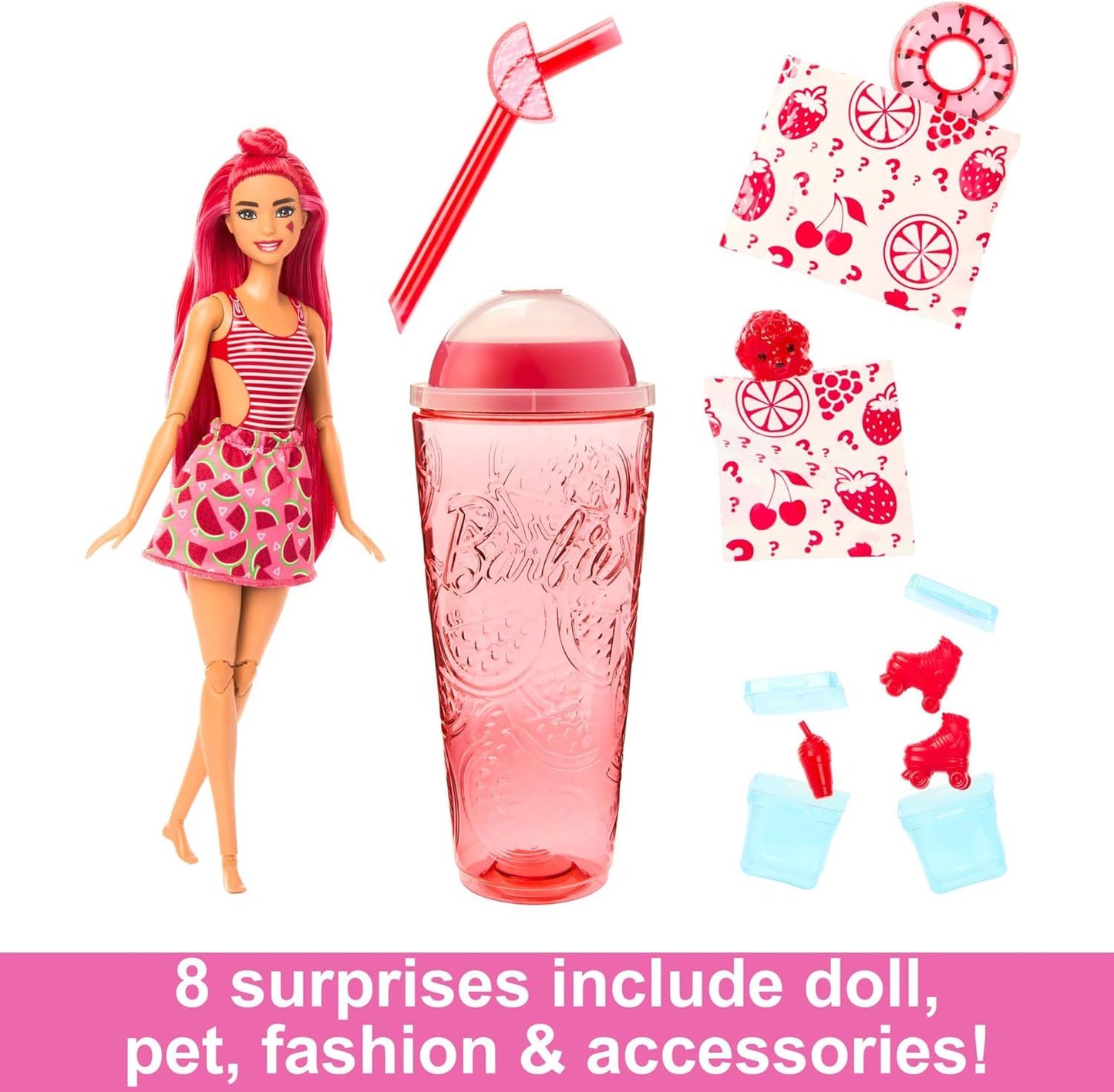Barbie Pop Reveal Fruit Series Watermelon Crush Doll 8 Surprises HRW43