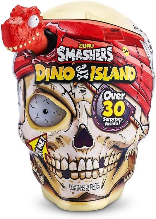 Smashers Dino Island Giant Skull 7488 – ZURU 30-Surprise Smash Playset RED Megalodon Shark Edition – Action Playset for Kids