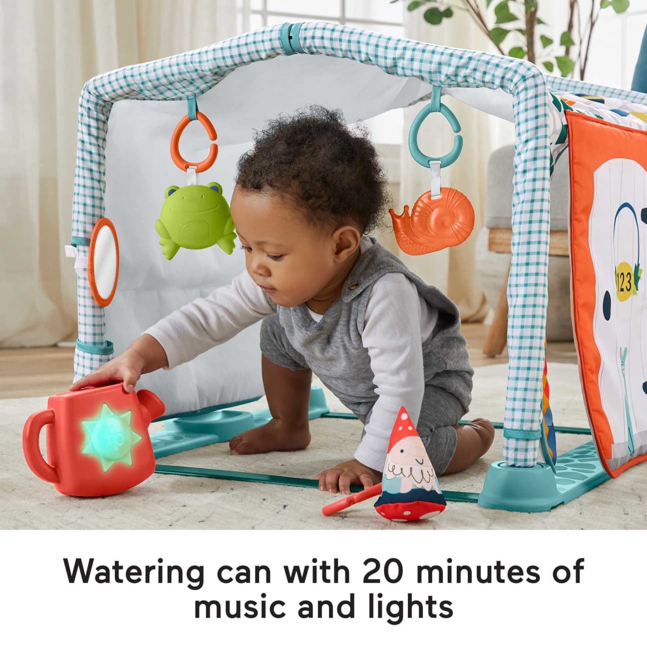 Fisher-Price 3-in-1 Crawl & Play Activity Gym HJK45 – Lay & Play Mat, Tummy Time & Crawl-Through Cottage Tunnel with 5 Toys