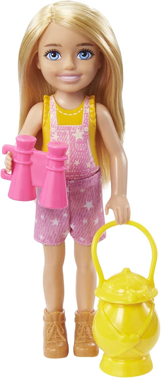 BARBIE Doll Figure With Owl and Accessories 'It Takes Two' Chelsea Camping (HDF77)