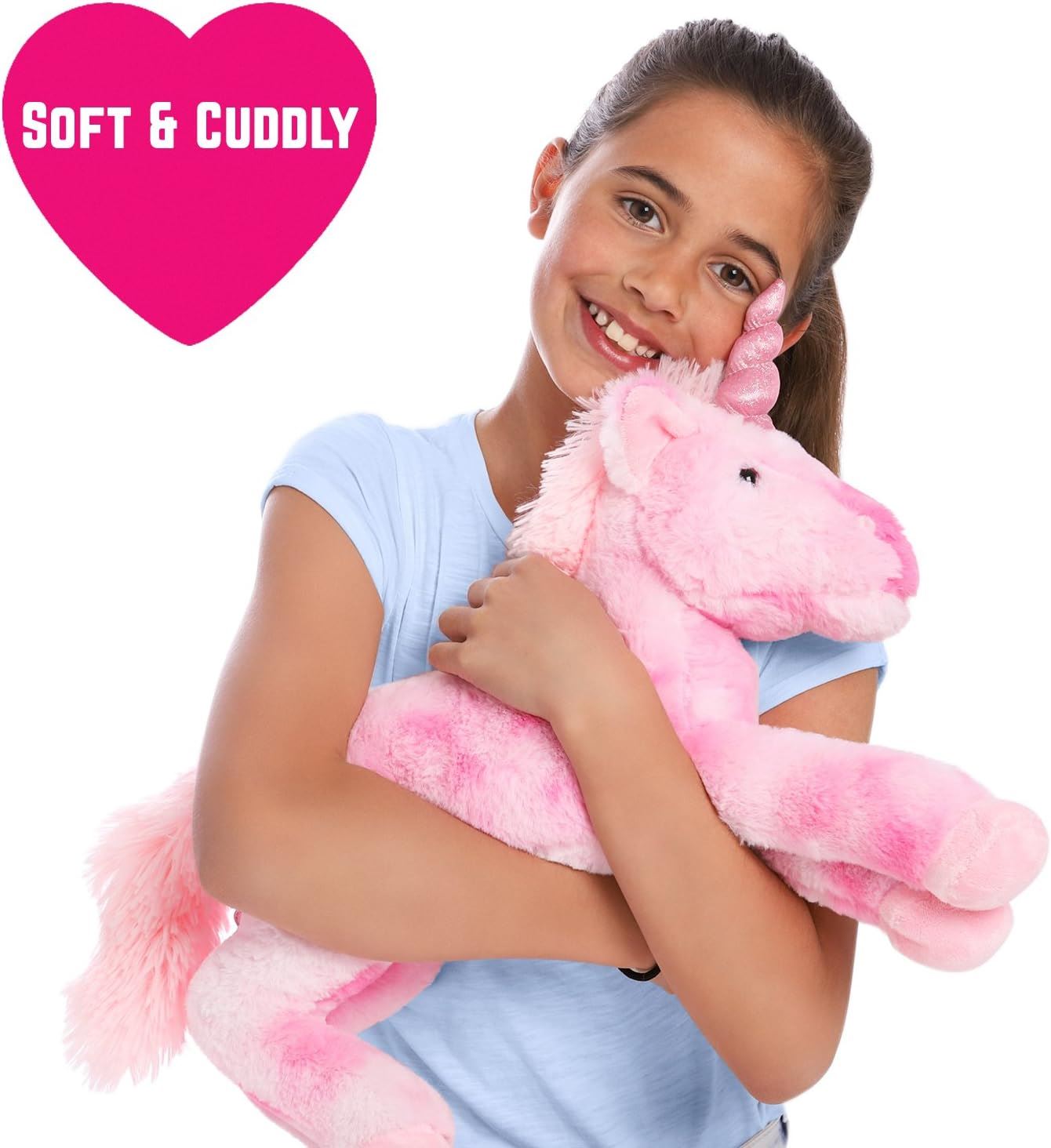 Unicorn Plush 18" Pink Glitter Horn Cuddly Stuffed Soft Toy Large (GirlZone)