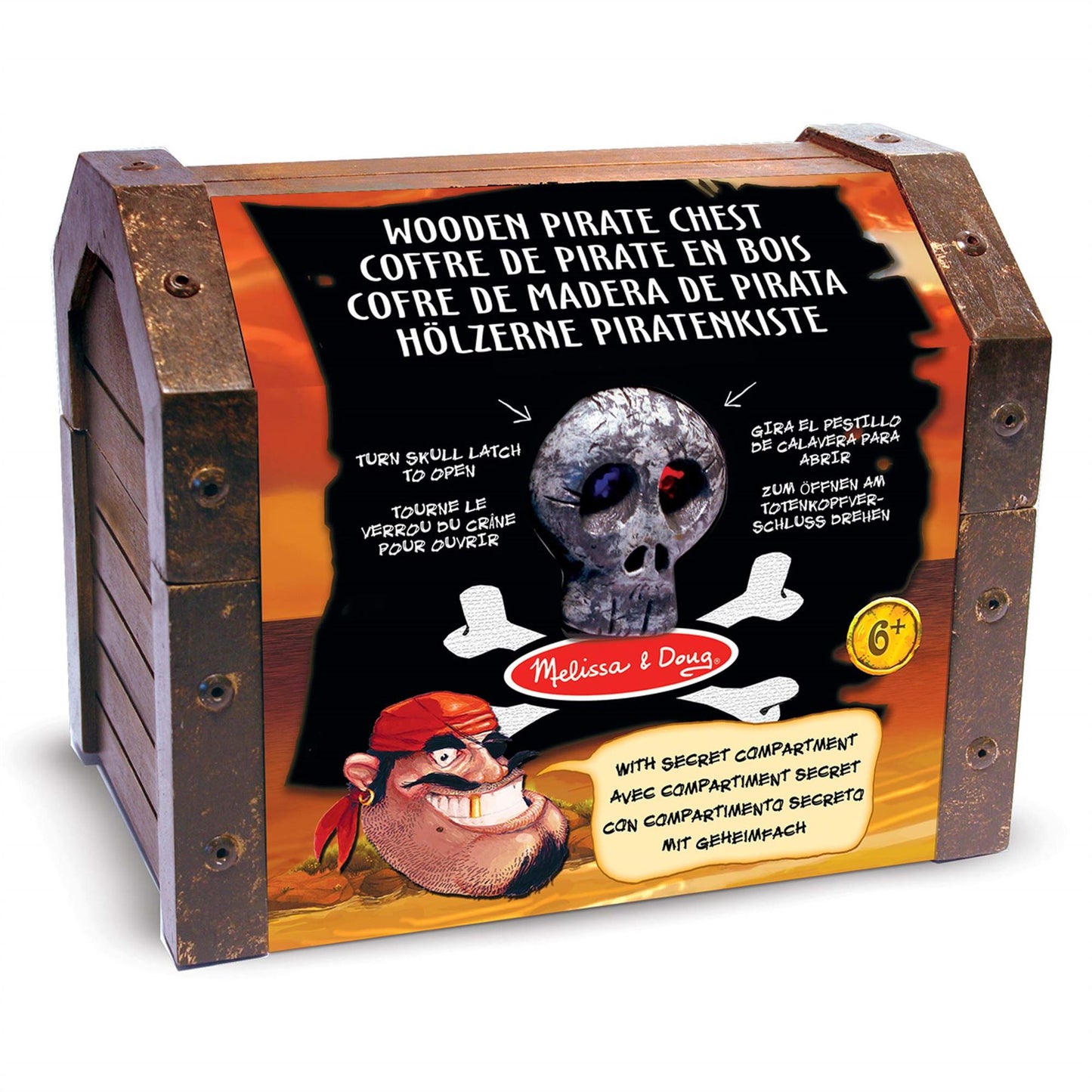 Melissa & Doug Wooden Pirate Chest Toy Pretend Play Ages 6+ 12576