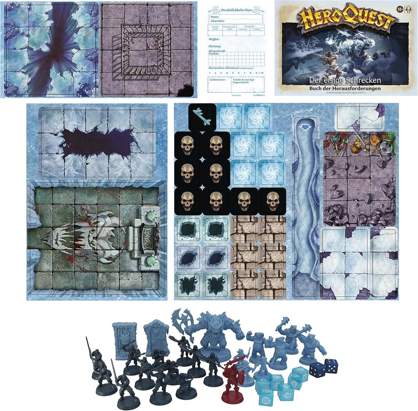 HeroQuest – Der Eisige Schrecken F5815 – Erweiterungspack zum HeroQuest Game System (10 neue Quests, Miniaturen, Fallen & Artefakte) – Avalon Hill / Hasbro [German Version]