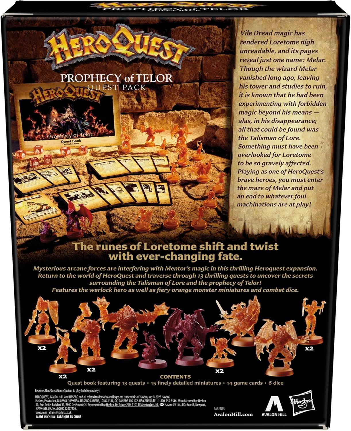 HeroQuest Prophecy of Telor Quest Pack G0052 – Avalon Hill Expansion Set with New Quests, Miniatures & Game Content