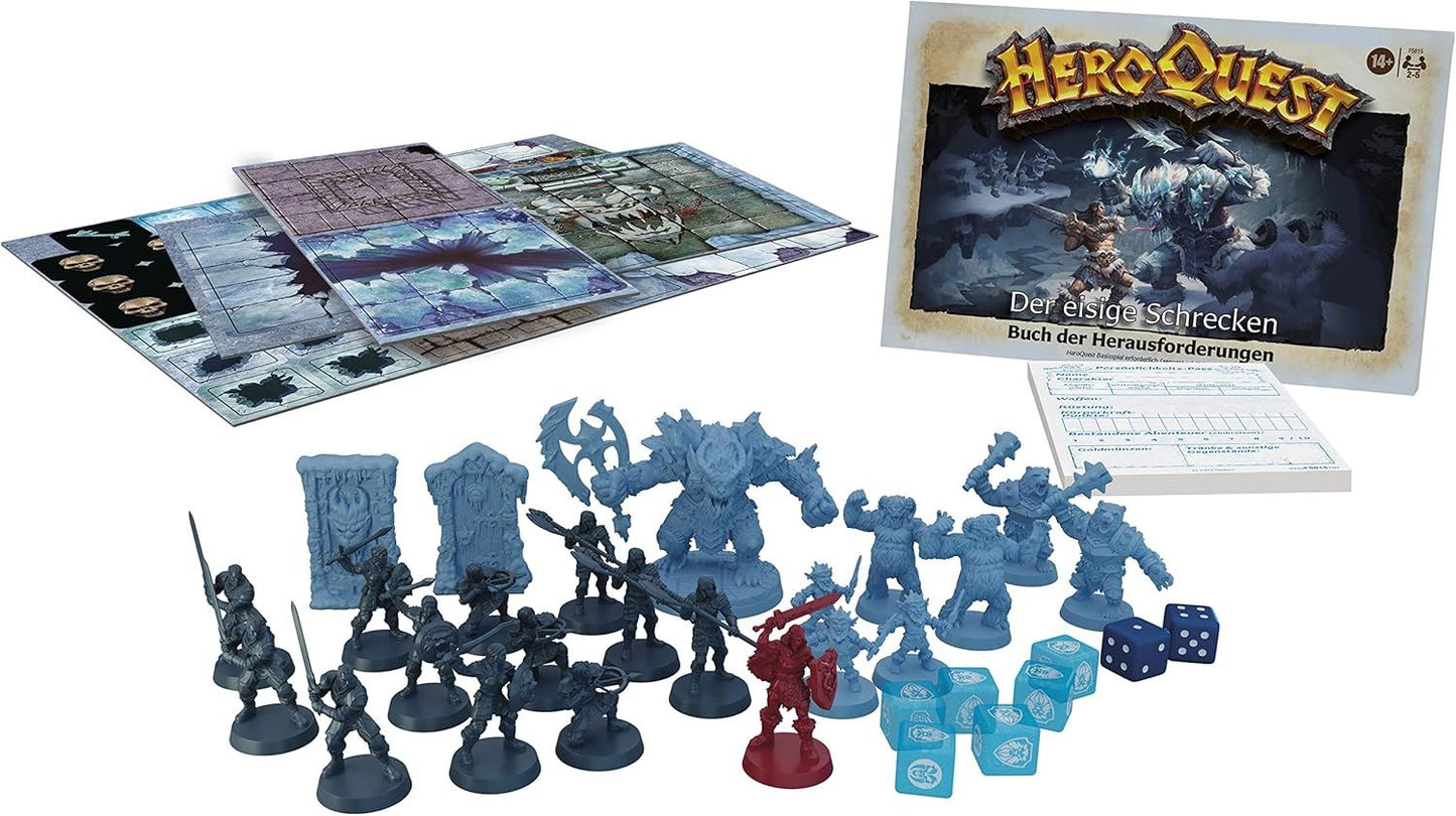 HeroQuest – Der Eisige Schrecken F5815 – Erweiterungspack zum HeroQuest Game System (10 neue Quests, Miniaturen, Fallen & Artefakte) – Avalon Hill / Hasbro [German Version]