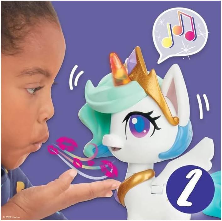 My Little Pony Princess Celestia 8″ Magical Kiss Unicorn (E9107) – Interactive Kids Toy with Lights, Sounds & 3 Surprise Accessories by Hasbro