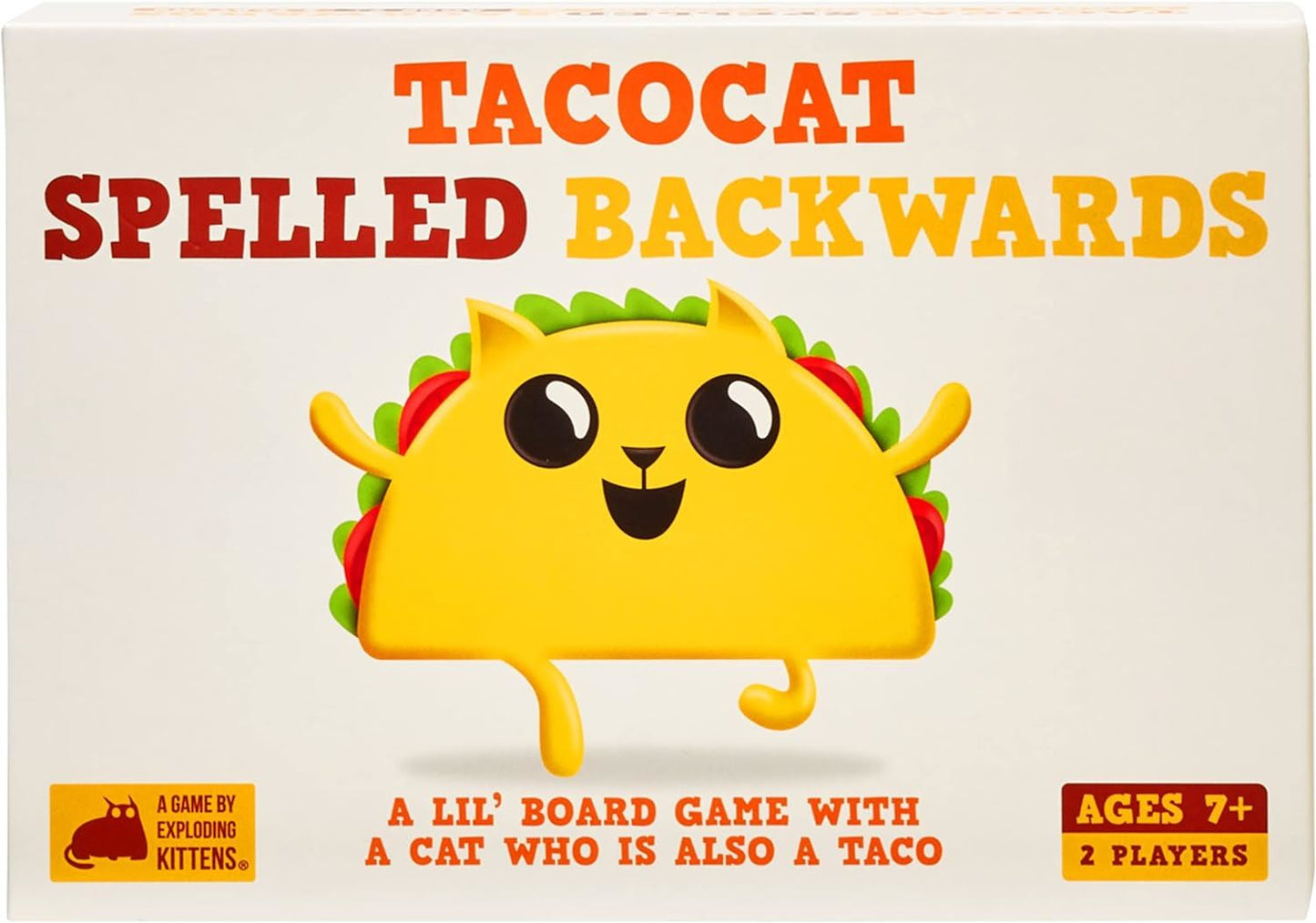 Tacocat Spelled Backwards 2 Player Board Game (Exploding Kittens)