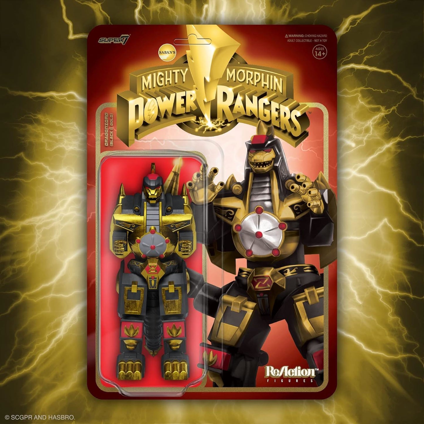 Power Rangers Dragonzord Super7 ReAction Black & Gold 6" Figure Articulated