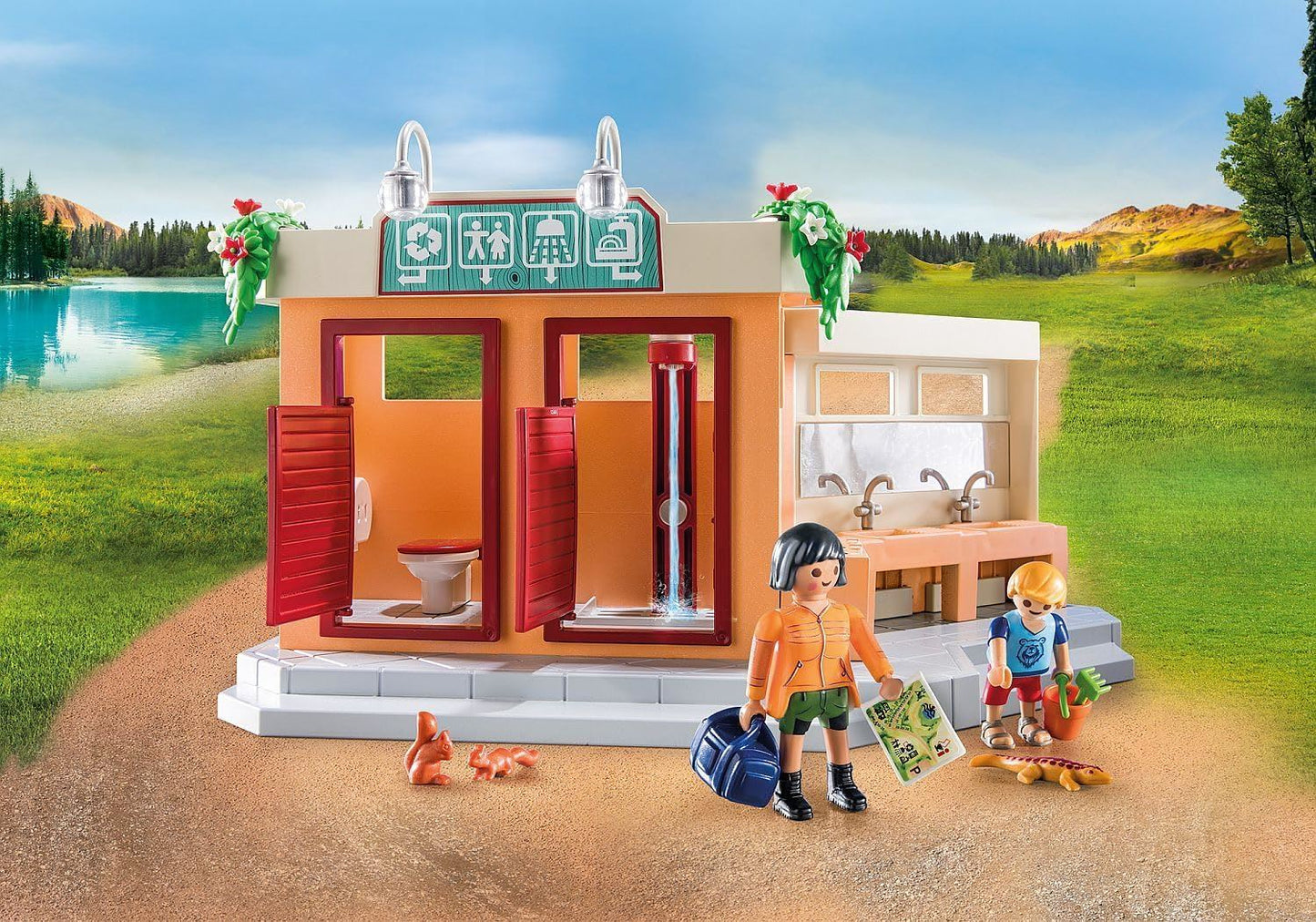 PLAYMOBIL Family Fun Campsite 71424 - Kids Camping Playset with Tent, Kitchen, Sanitary Area & 3 Figures