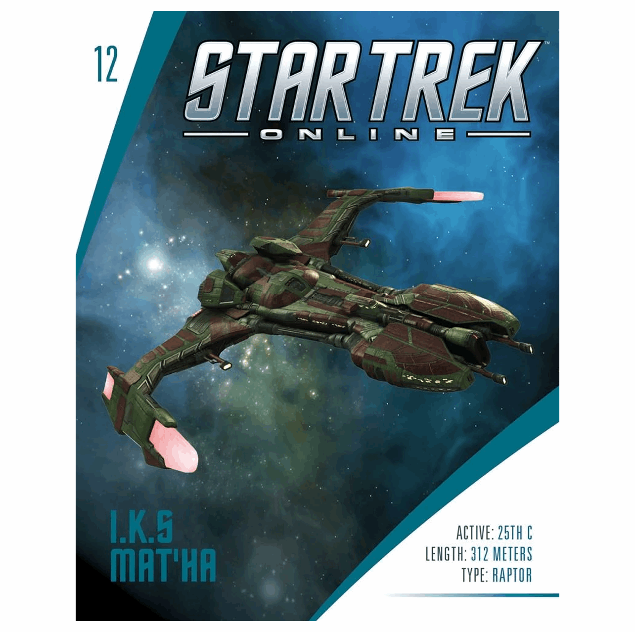#12 I.K.S. Mat'ha-class Klingon Raptor Diecast Model Ship STO (Eaglemoss / Star Trek)