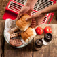 BBQ Toolbox Portable Charcoal Grill SK BBQTOOL1 - Suck UK Red Stainless Steel Toolbox-Style BBQ with Folding Grill & Warming Rack