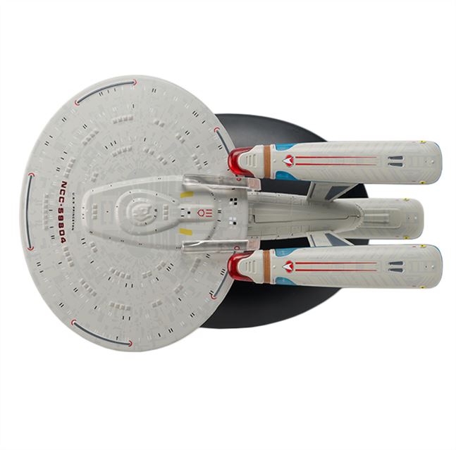 Model of a spaceship with a white and gray color scheme on a white background