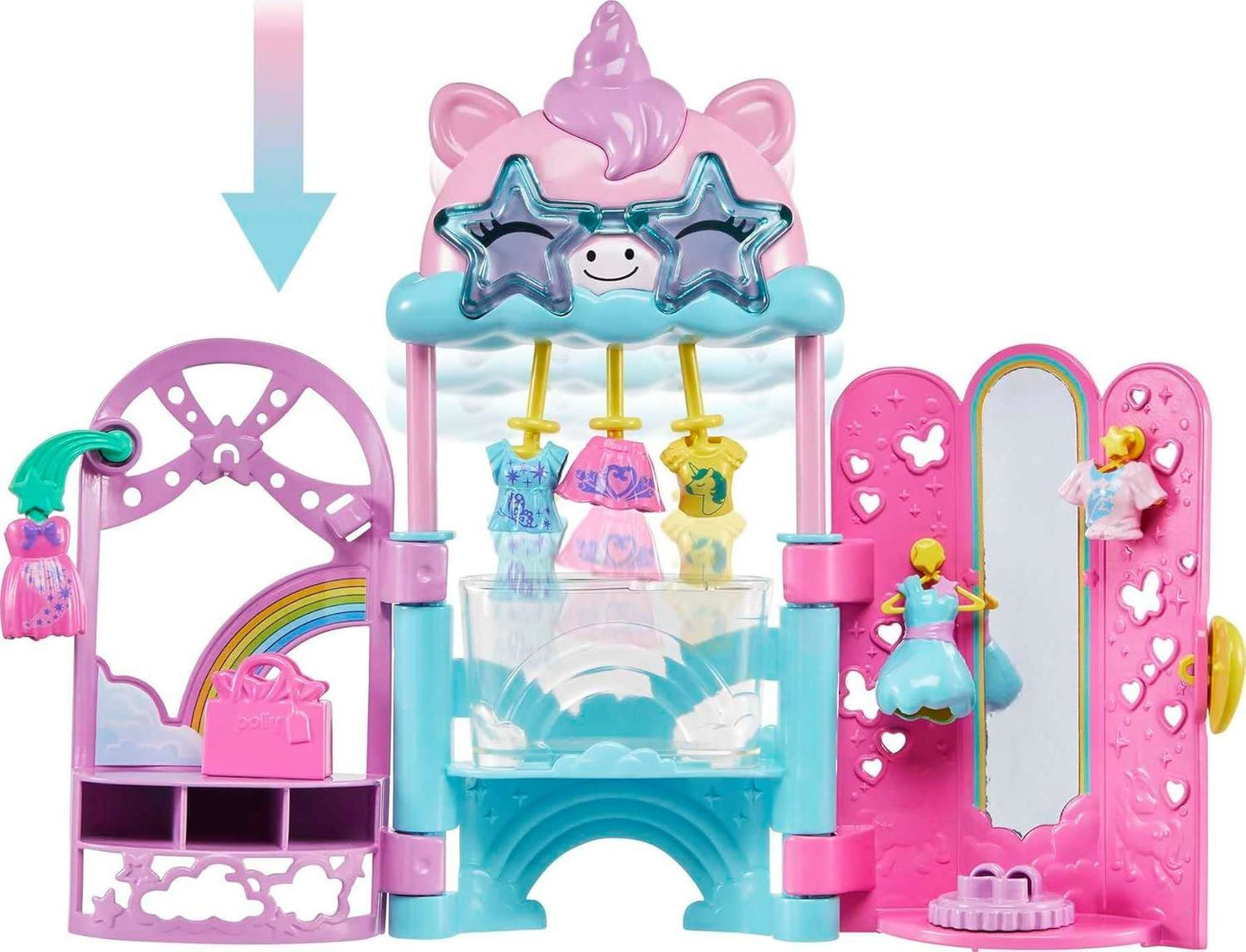 Glam It Up Style Studio HKW09 Playset With 2 Dolls Color Change & 19 Accessories (Polly Pocket)
