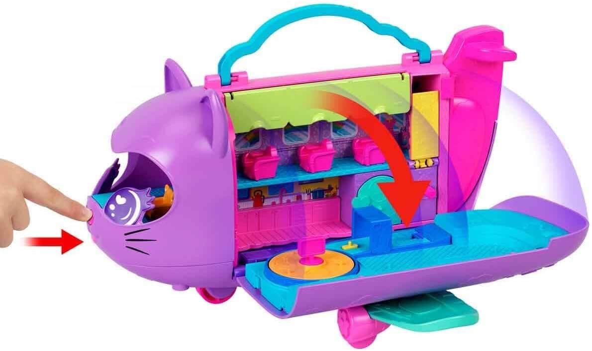 HWP19 (Polly Pocket) Kitty Airways Playset With 2 Micro Dolls And Pet