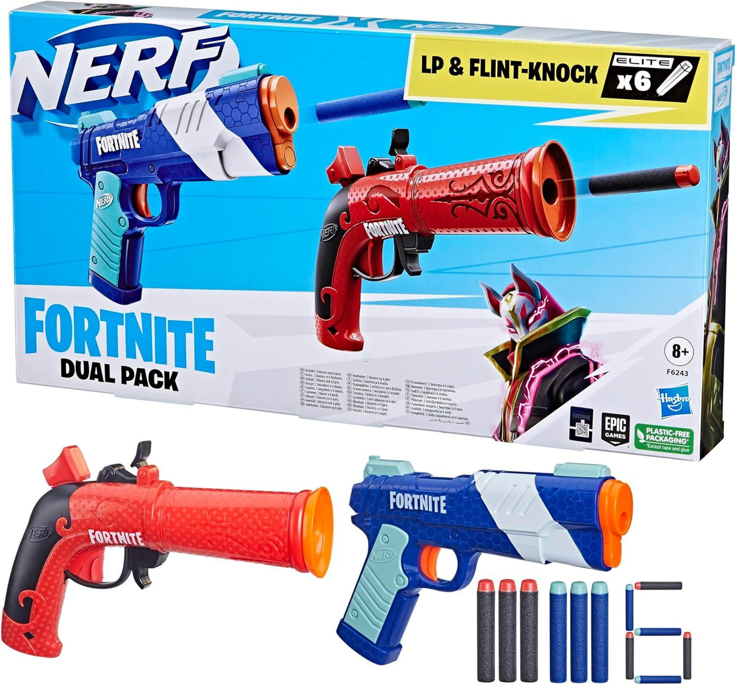NERF Fortnite Dual Pack Includes 2 Fortnite Blasters and 6 Nerf Elite Darts F6243 (Fortnite)