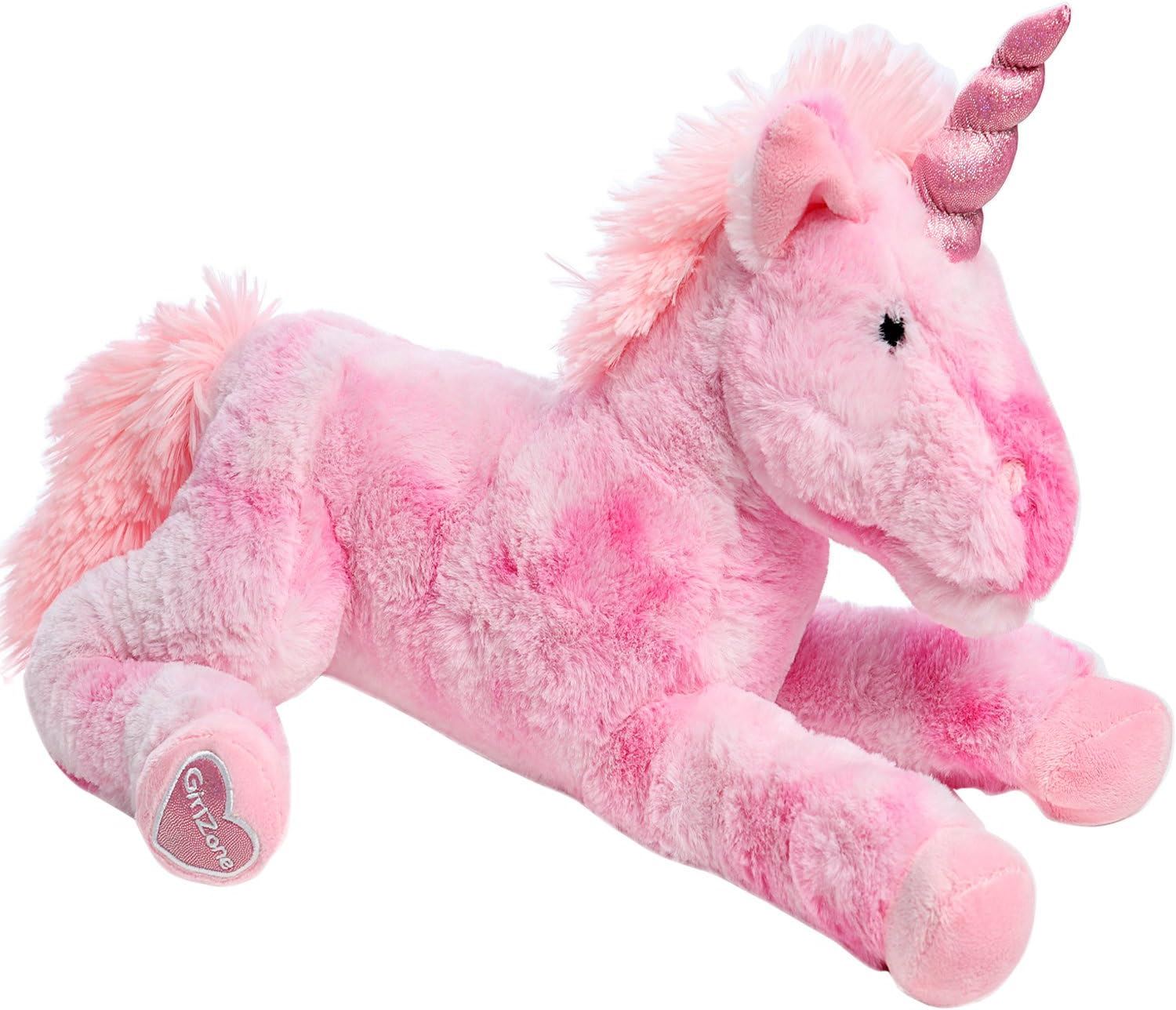 Unicorn Plush 18" Pink Glitter Horn Cuddly Stuffed Soft Toy Large (GirlZone)