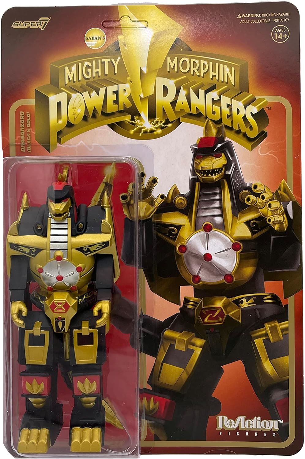 Power Rangers Dragonzord Super7 ReAction Black & Gold 6" Figure Articulated