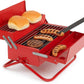 BBQ Toolbox Portable Charcoal Grill SK BBQTOOL1 - Suck UK Red Stainless Steel Toolbox-Style BBQ with Folding Grill & Warming Rack