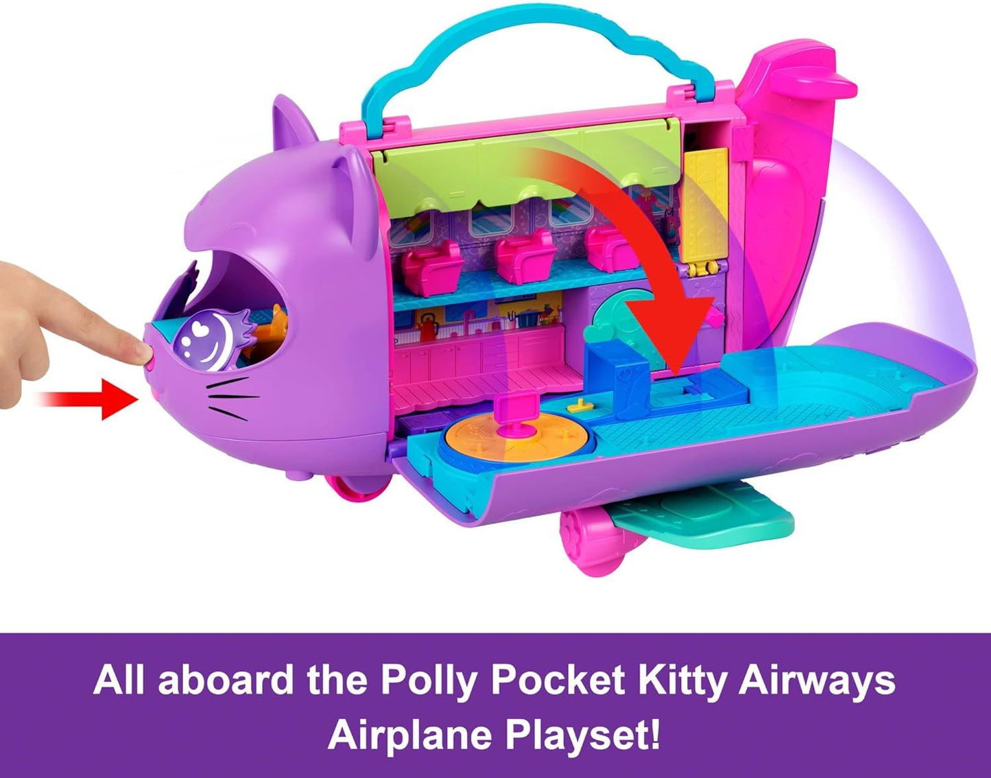 HWP19 (Polly Pocket) Kitty Airways Playset With 2 Micro Dolls And Pet