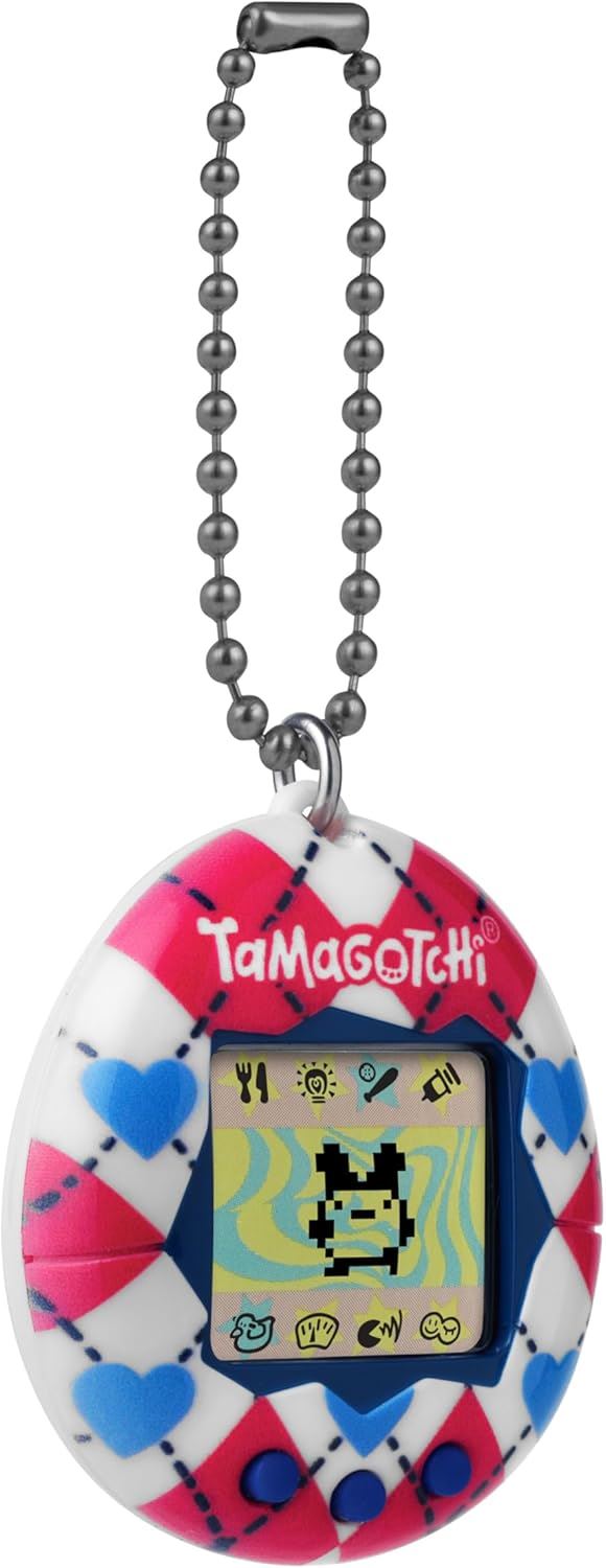 ARGYLE HEART (Gen 2) | Classic 1997 Virtual Pet with Chain & Mini-Game (BANDAI Original Tamagotchi)