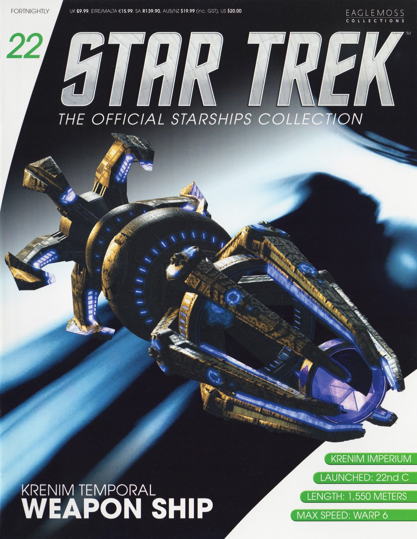 #22 Krenim Temporal Weapon Starship Model Die Cast Ship (Eaglemoss / Star Trek)