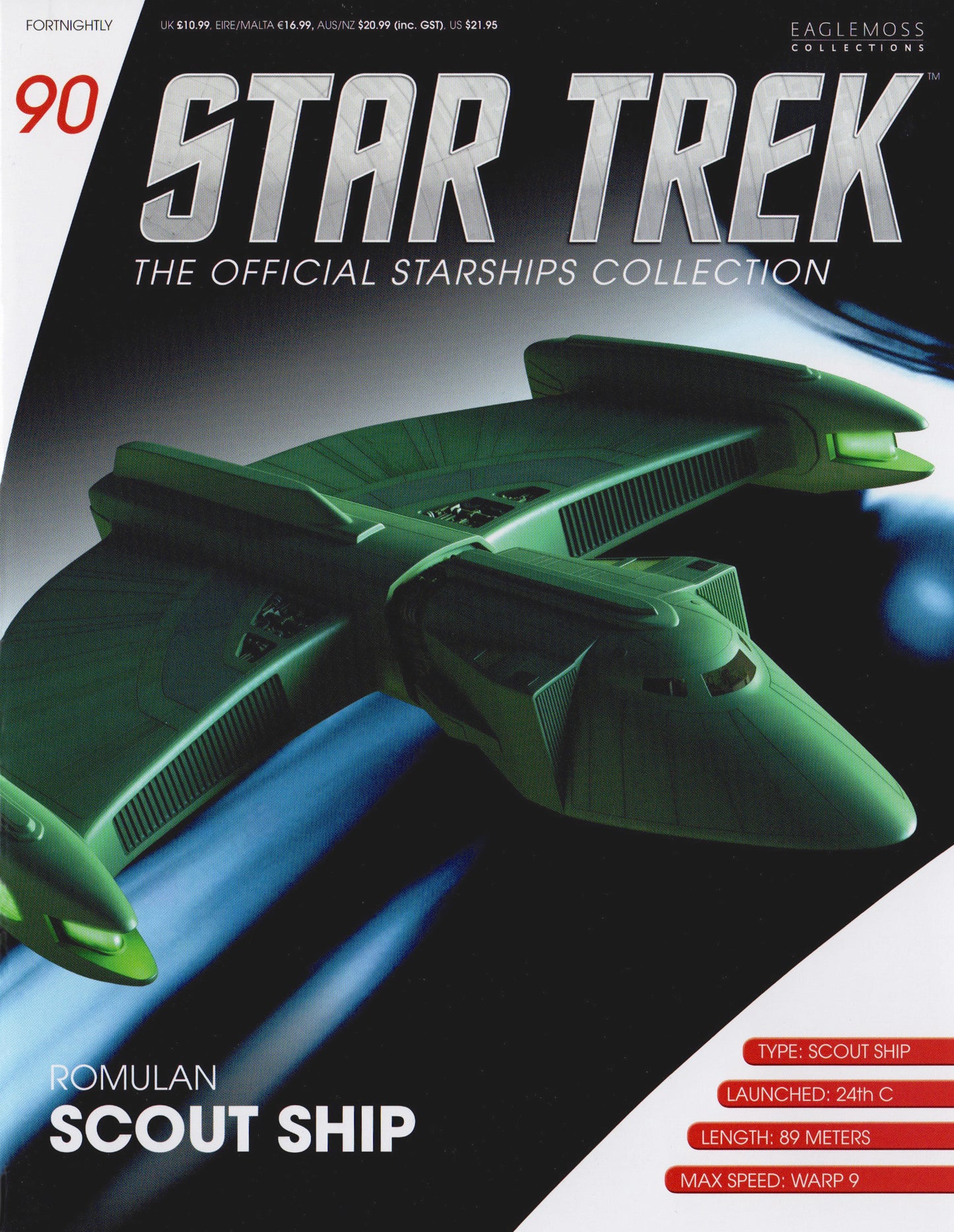Modèle moulé sous pression Eaglemoss STAR TREK Romulan Scout (numéro 90)