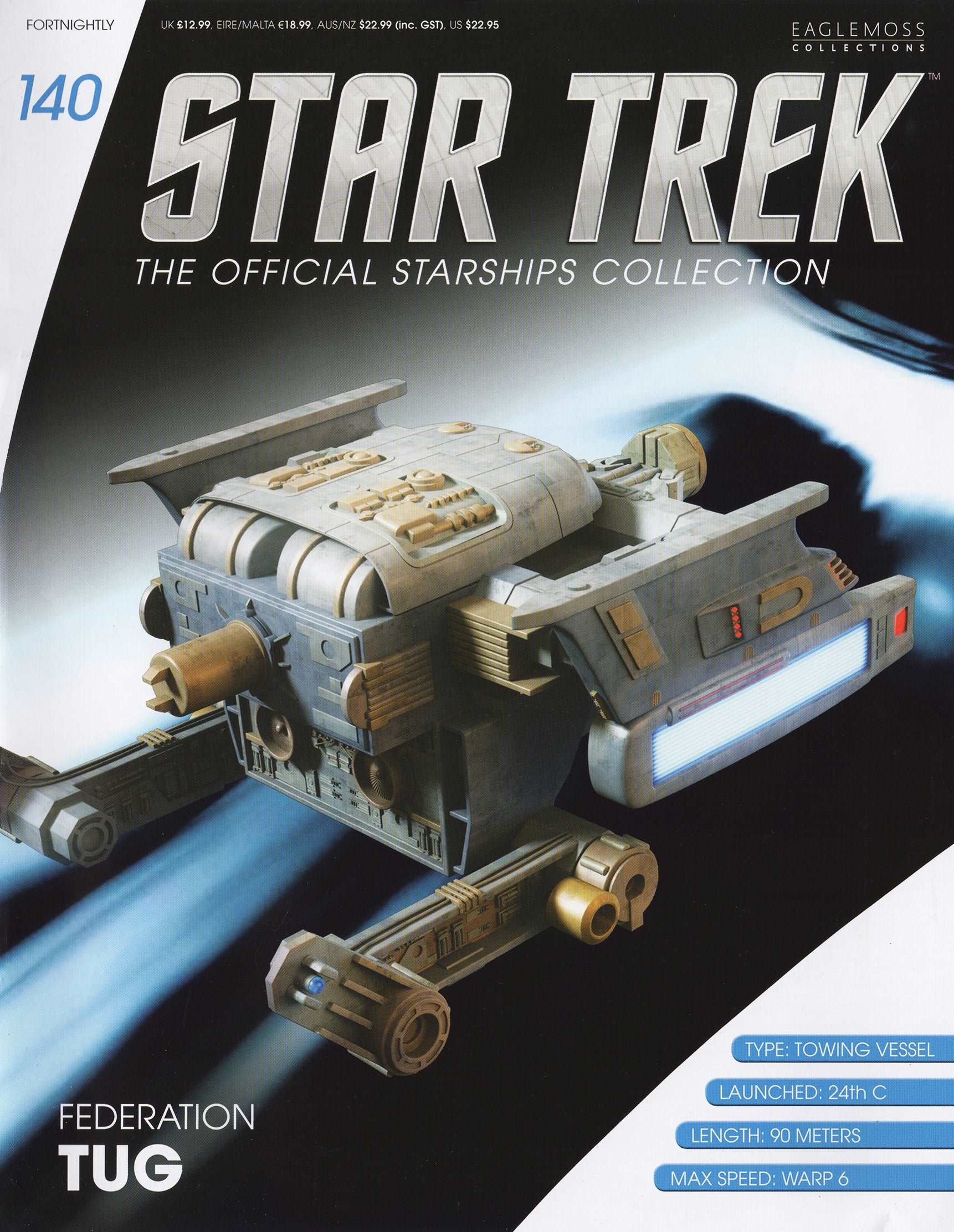 #140 Starfleet Tug Starship Model Die Cast Ship (Eaglemoss Star Trek)