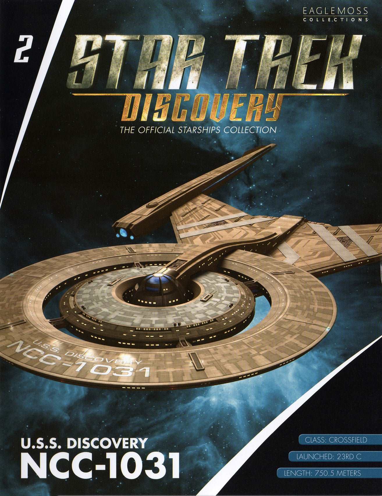 #02 U.S.S. Discovery NCC-1031 (Crossfield class) Starship Die-Cast Model Discovery SSDUK002 (Eaglemoss / Star Trek)