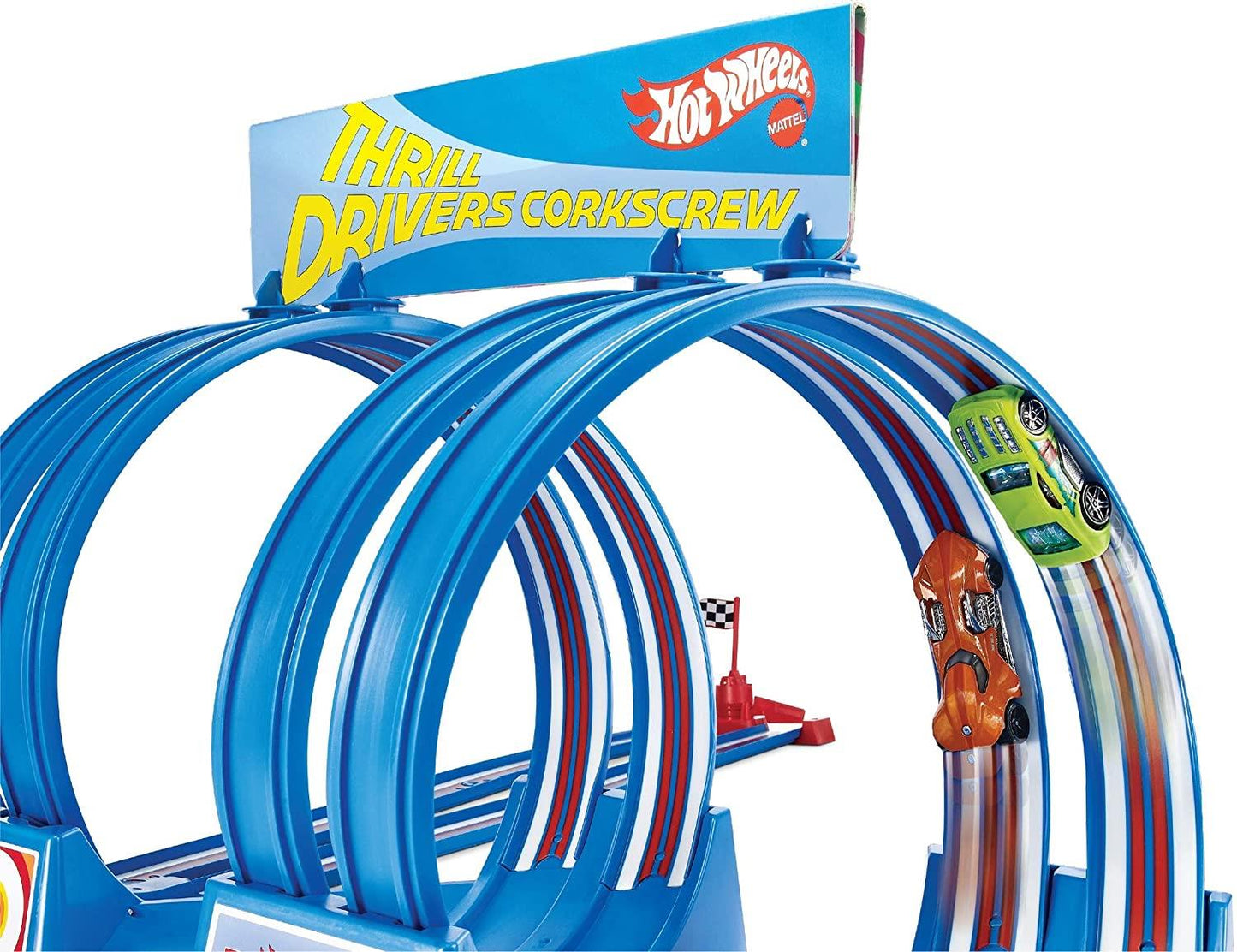 Hot Wheels 70s Throwback Thrill Drivers Corkscrew Track Set