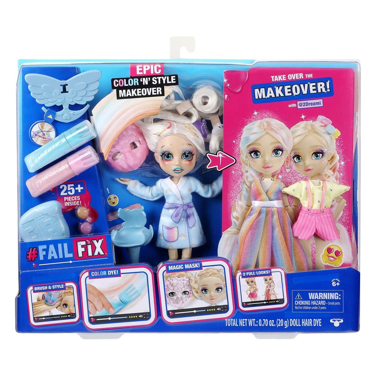FAILFIX 2Dreami Epic Color 'N' Style Makeover Doll Pack Fashion D